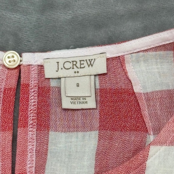 J. Crew Sleeveless Top Pink Gingham Plaid Cotton Linen Blend Women's Size 8 - Picture 3 of 6